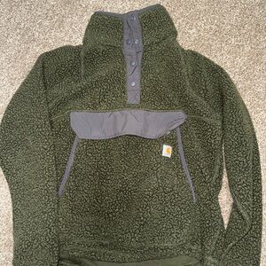 Carhartt Olive Sherpa Jacket with Charcoal Details